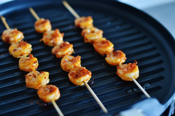 grilling shrimp